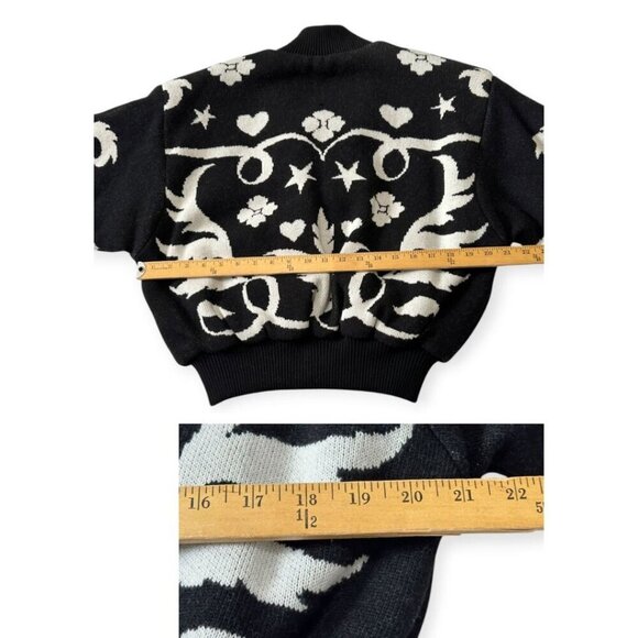 Hayley Menzies Black Belle Starr Jacquard Bomber Jacket, Size L - Picture 14 of 16